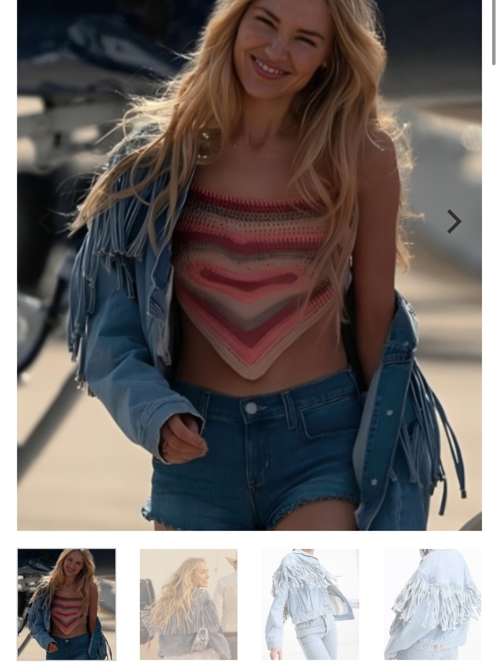 PARAGON Light Blue Fringed Denim Jacket - Picture 2 of 3